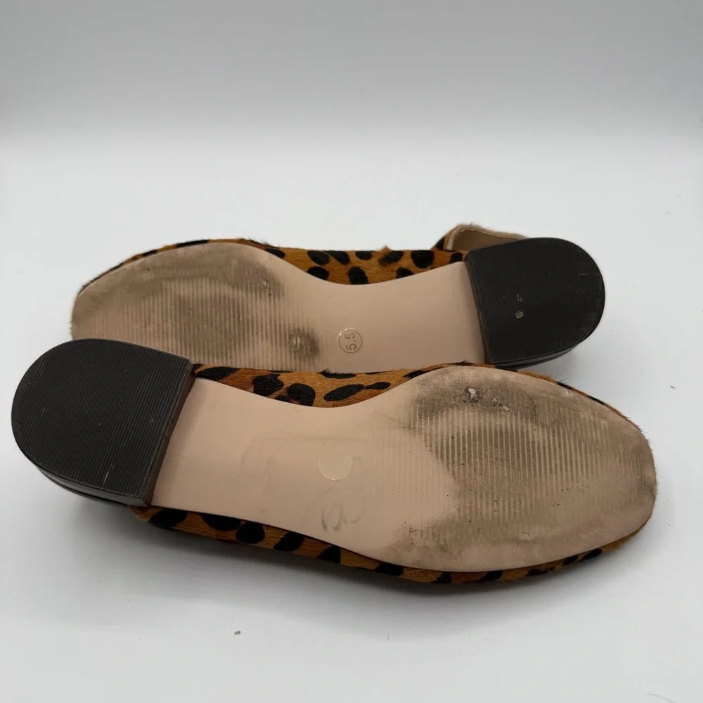 Sole Society Topanga Leopard Calf Hair Slingback Flats Buckle Women’s 5.5